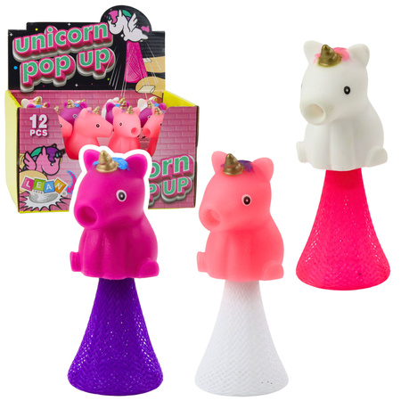 Skaczący Jednorożec Na Sprężynie Pop Up Biały Różowy 10cm Mix