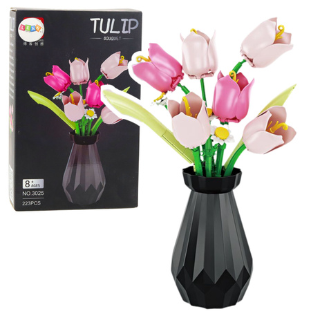 Klocki Konstrukcyjne Tulipany W Wazonie Bukiet 223 el.