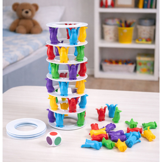 Gra Zręcznościowa Rodzinna Szalone Pingwiny Na Wieży Kolorowe 