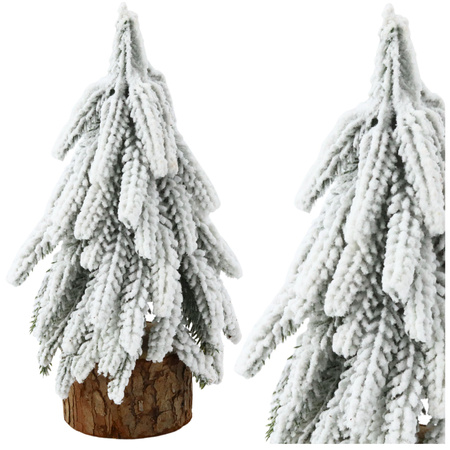 Choinka Ozdobna Dekoracyjna Sztuczna Na Pniu Pokryta Śniegiem 30 x 10 cm