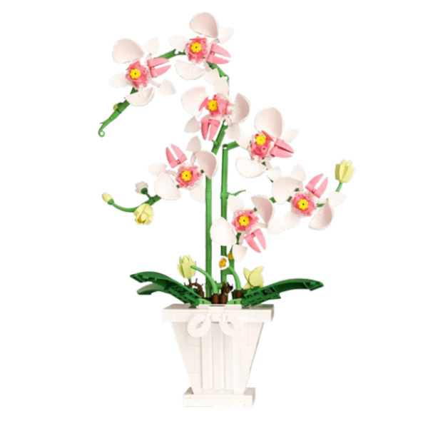 Klocki Konstrukcyjne Orchidea Storczyk W Doniczce Różowo-Biała 718 el. 