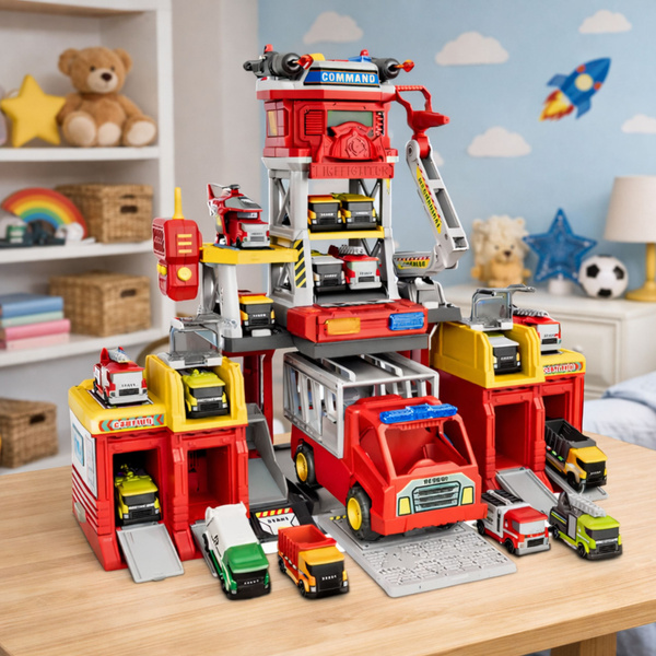 Zestaw Zabawkowy Remiza Strażacka Centrum Ratunkowe Światła Dźwięki 