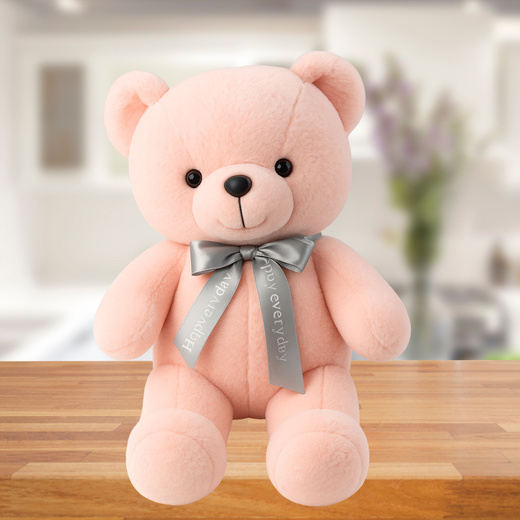 Pluszowa Maskotka Przytulanka Miś Z Kokardą Happy Every Day Różowy 55cm