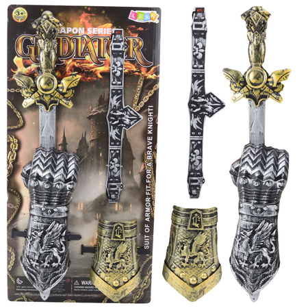 Zestaw Rycerski Gladiator Miecz Ochraniacze Pas Zdobione