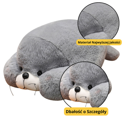 Pluszowa Maskotka Przytulanka Duża Foka Szara 29cm 