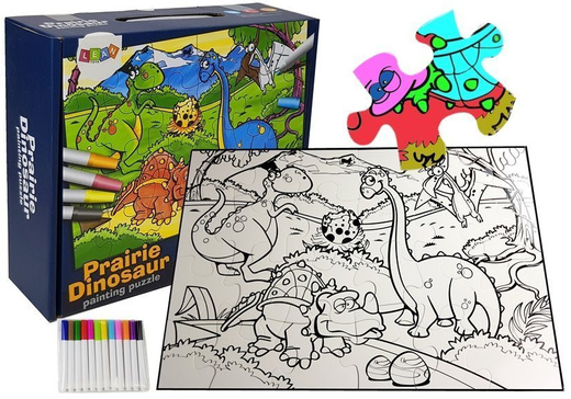 Puzzle Do Kolorowania Dinozaury Pisaki 24 elem