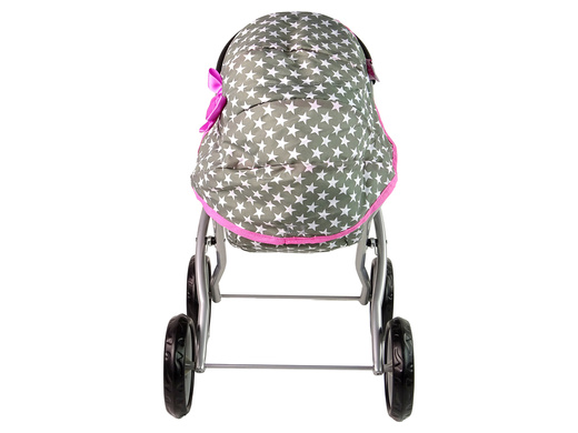 Wózek Dla Lalek Szary w Białe Gwiazdki 