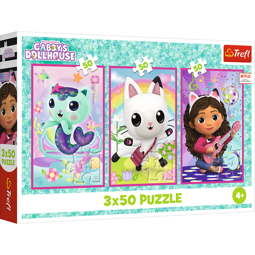 Puzzle - 3x50 - Poznajcie Gabby i kotki - Koci Domek Gabi - Trefl 34876