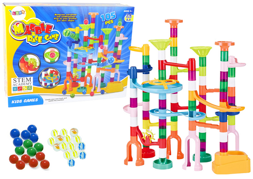 Kolorowy Tor Dla Kulek Piłek Marble Game 105 Elementów 