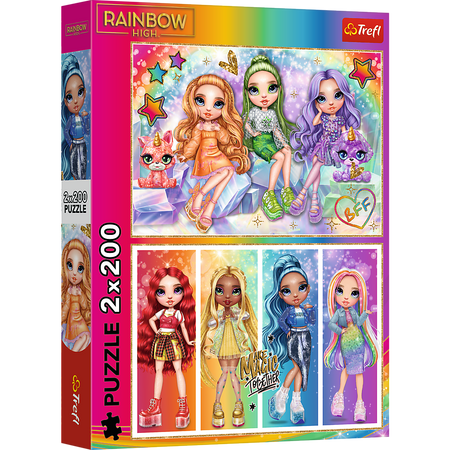 Puzzle - 2x200 - Tęczowe lalki - Rainbow high - Trefl 13335