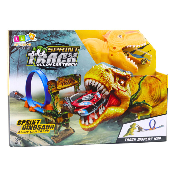 Zestaw Samochodowy Tor Katapulta Wyrzutnia Dinozaur