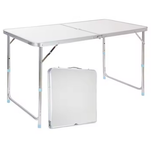 Stół Turystyczny Kempingowy Składany Regulowany Aluminiowy Biały 120x60cm 