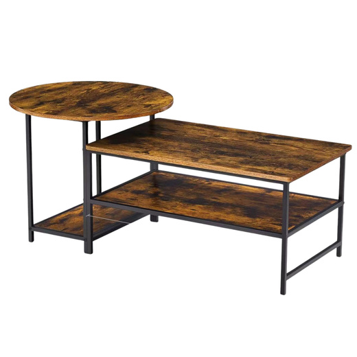 Zestaw Stolików Kawowych 2w1 Vintage Drewno Rustykalne 123x60x51cm 