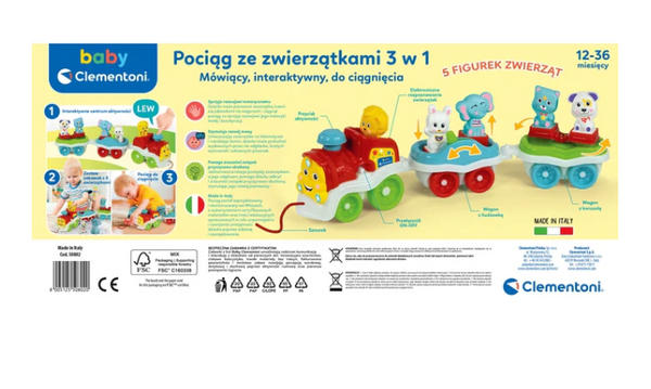 Interaktywny Pociąg Ze Zwierzątkami 3w1 Język Polski Clementoni 50802