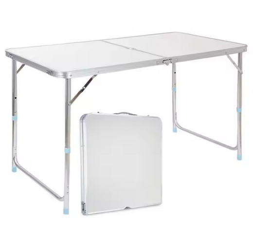 Stół Turystyczny Kempingowy Składany Regulowany Aluminiowy Biały 120x60cm 