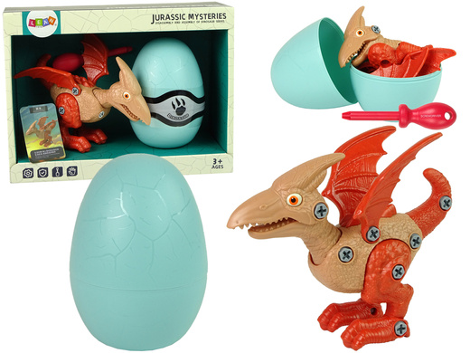 Zestaw Dinozaur Pterodaktyl z Jajkiem DIY Śrubokręt Czerwony 