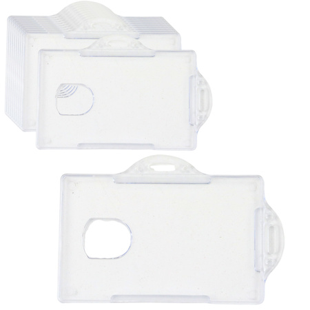 Etui Poziome Na Identyfikator Karty Twardy Plastik Przeźroczyste 10szt.