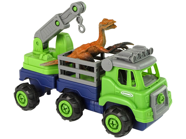 Ciężarówka Transport Dinozaury Dźwig Wkrętarka Śrubokręt Do Rozkręcania 