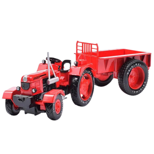 Metalowy Traktor Rolniczy Z Przyczepą Czerwony 1:18 