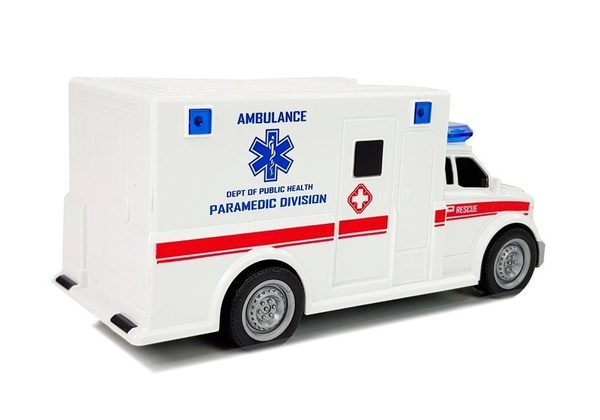 Ambulans z napędem frykcyjnym Biały Na Baterie 1:20 z Dźwiękiem 