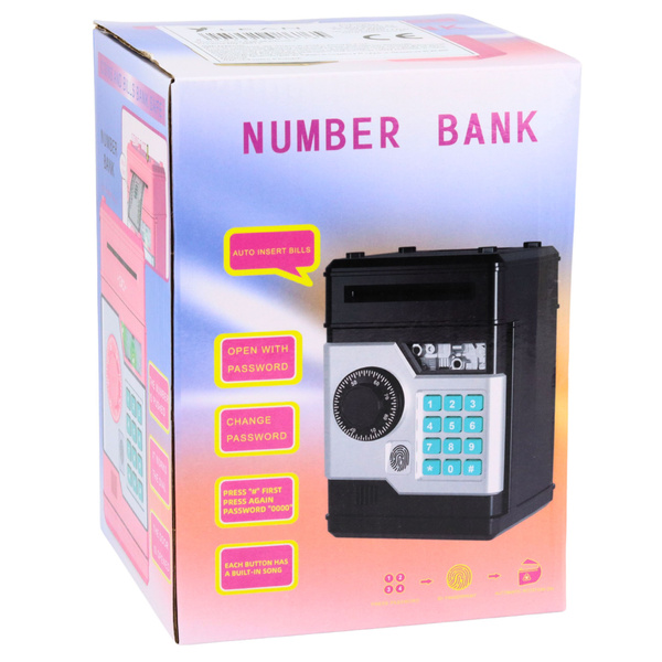 Bankomat Sejf Elektroniczny Skarbonka Światła Dźwięki Kod PIN Złoty 