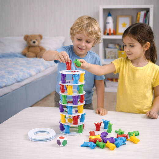 Gra Zręcznościowa Rodzinna Szalone Pingwiny Na Wieży Kolorowe 