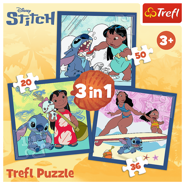 Puzzle - 3w1 (20, 36, 50) - Czas ze Stitchem - Lilo and Stitch - Trefl 34896 