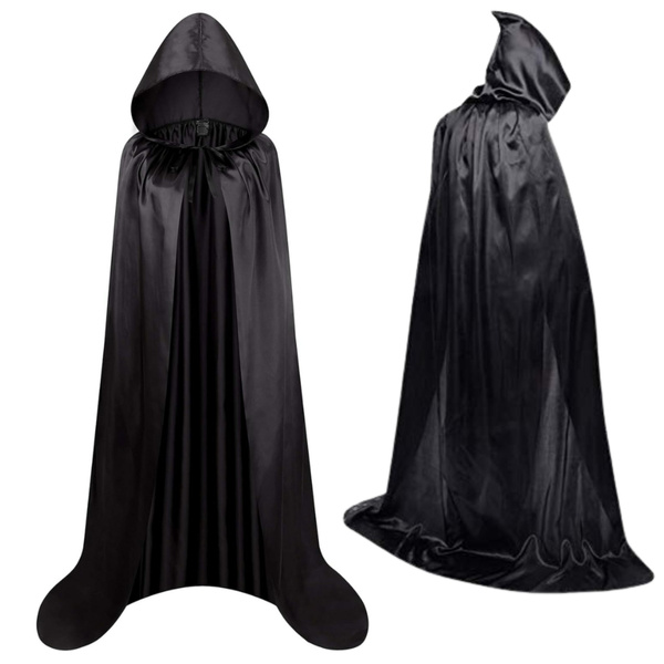 Peleryna Narzutka Z Kapturem Karnawałowa Halloweenowa Czarna 160cm