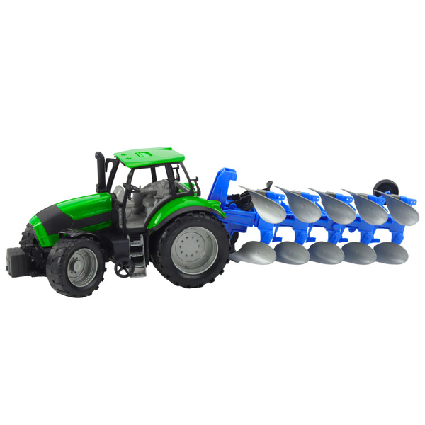 Traktor Rolniczy Farmerski Z Pługiem Napęd Zielony 50cm 