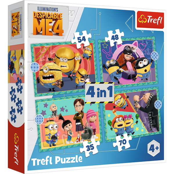 Puzzle - 4w1 (35, 48, 54, 70) - Zwariowane Minionki - Trefl 34648