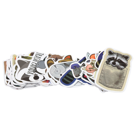 Zestaw Naklejki Z Szopem Dekoracyjne Różne Motywy 50 szt. 7-8 cm 