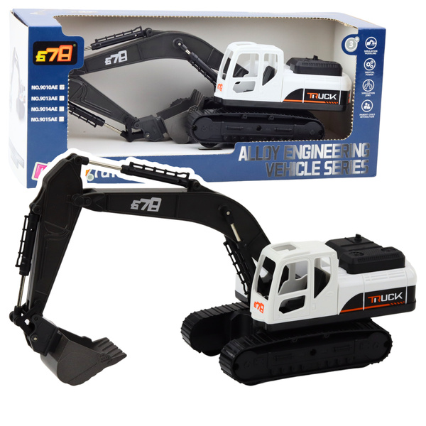 Koparka Gąsienicowa Metalowa Łyżka Ruchome Przeguby Obrót 360° Biała