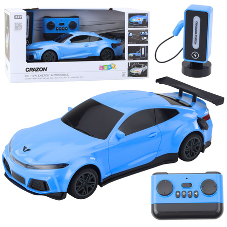 Samochód Sportowy Elektryczny Zdalnie Sterowany Stacja Ładująca Niebieski