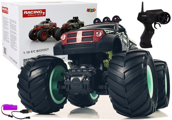 Auto Terenowe Pick Up Ogromne Koła Bigfoot Zdalnie Sterowany 2.4G 1:18 Czarno- Zielony 