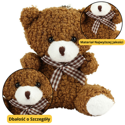 Miś Pluszowy Brelok Zawieszka Ozdoba Brązowy 8cm 