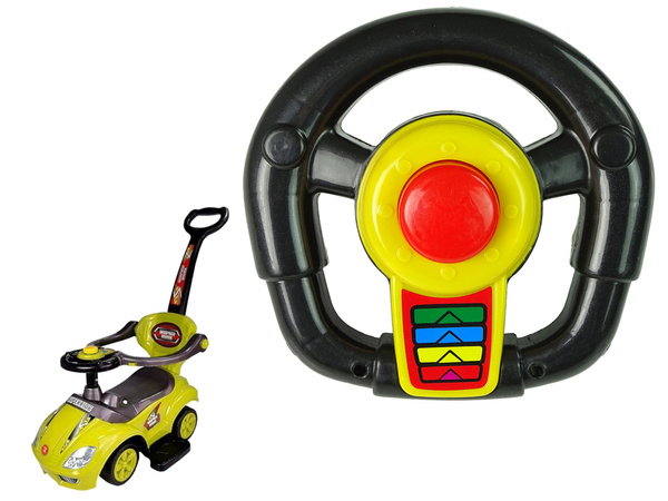  Kierownica z klaksonem do jeździka Mega Car Coupe żółta