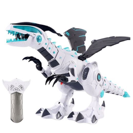 Zdalnie Sterowany Robot RC Dinozaur Światła Dźwięki Biały 