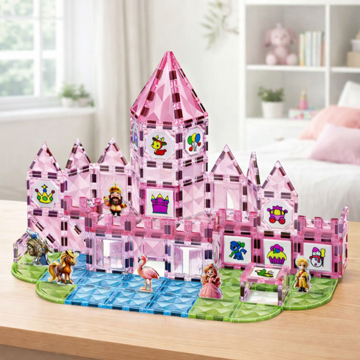 Klocki Magnetyczne Z Figurkami Pigmenty Karty Do Malowania Różowe 142 el. 