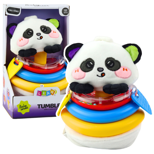 Zabawka Sensoryczna Tumbler Panda Piramidka Bujana Gryzaki Grzechotka 