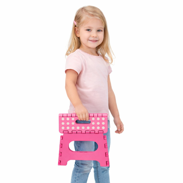 Stołek Składany Podnóżek Stopień Taboret Antypoślizgowy Różowy 24 x 19 cm