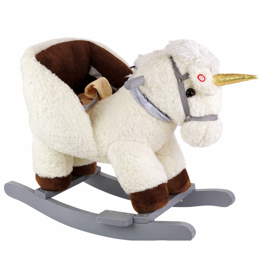 Koń Jednorożec Na Biegunach Bujak Dla Malucha Biały Beżowy  