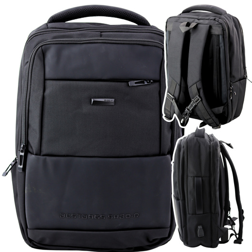 Plecak Miejski Biznesowy USB Pas Piersiowy Czarny 26L