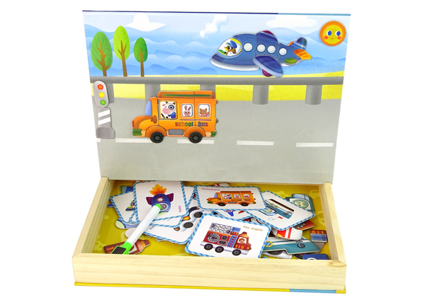 Magnetyczna Układanka Książka Transport Puzzle Karty 