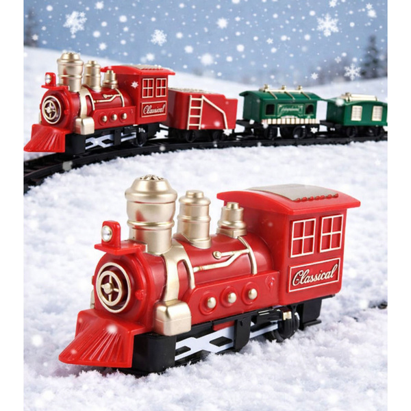 Klasyczny Pociąg Mini Kolejka Na Baterie Lokomotywa Wagony Z Torami 13 el.