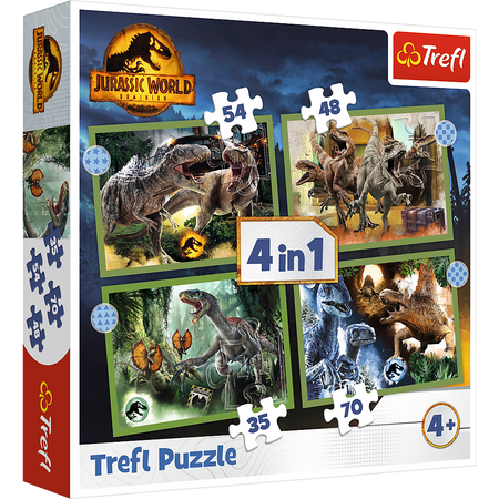 Puzzle - 4w1 - Groźne dinozaury - Universal Jurassic World Trefl 34607