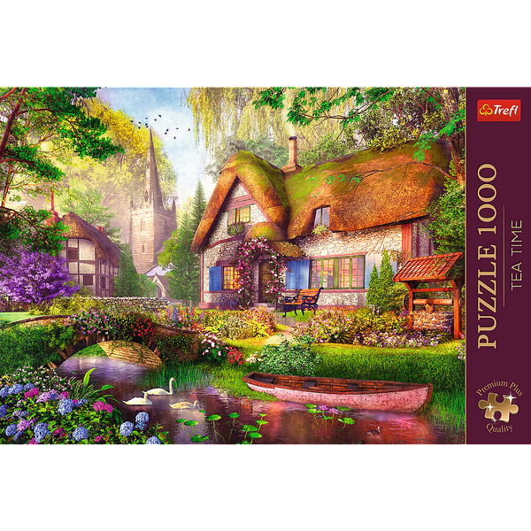 Puzzle- 1000 Premium Plus - Tea Time: Urocza chatka w lesie Trefl 10804