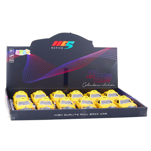 Klasyczny Samochód Taxi Napęd Metalowy Otwierane Drzwi Żółty 1:32 