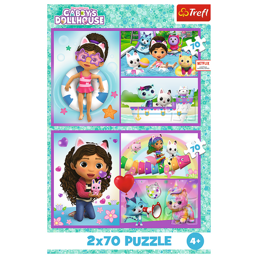 Puzzle - 2x70 - Baw się z Gabby - Koci Domek Gabi - Trefl 34438