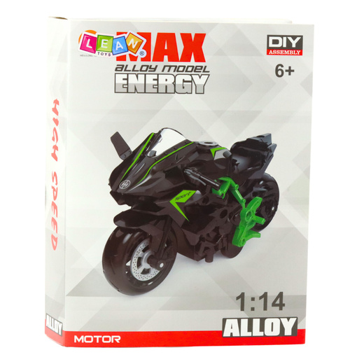 Motocykl Do Składania Skręcania Metal 1:14 DIY Pomarańczowo-Zielony