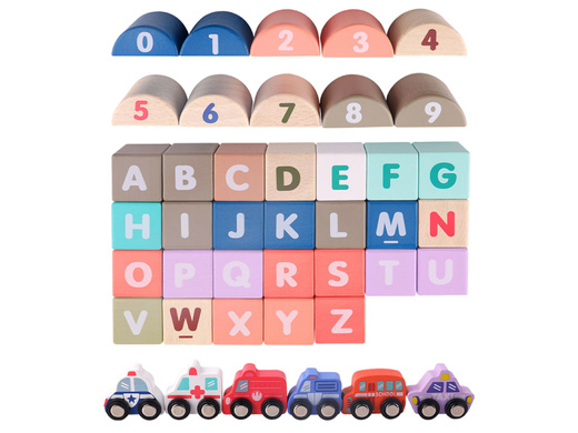Zestaw Drewnianych Klocków Miasto Litery Puzzle 115 Sztuk 
